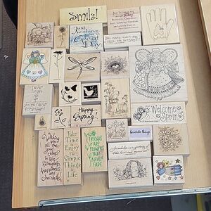 Stampin Up lot of 29 spring stamps and ink pads (set M)
